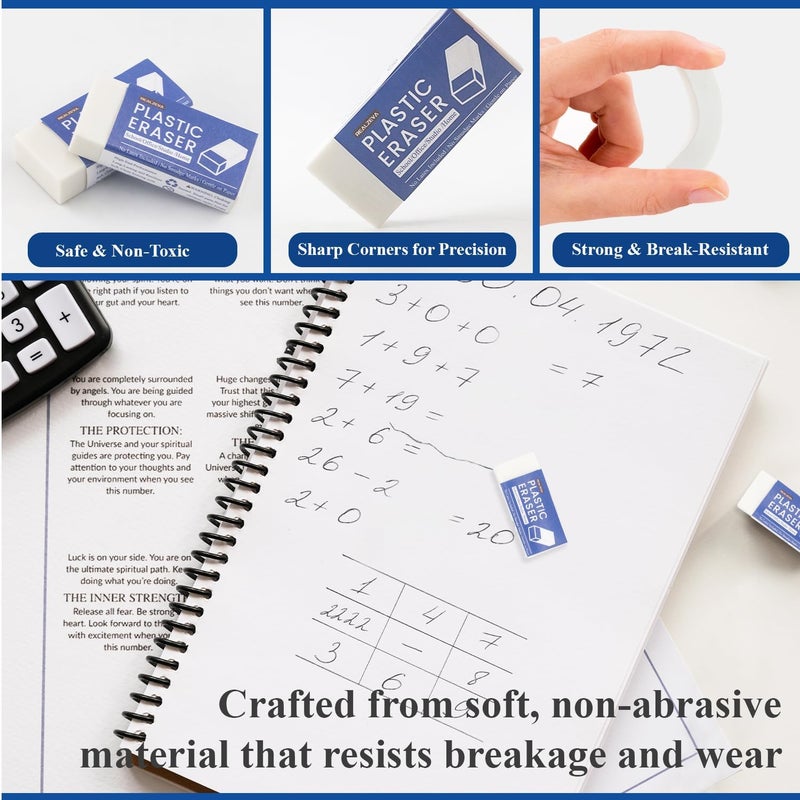 REALZEVA White Eraser, 8-Pack Bulk Erasers for Classroom,White Erasers for School, Classroom Must Haves & Back to School Supplies Eraser, Latex-Free & No Crumbling, Gomas De Borrar Escolares. - Image 4